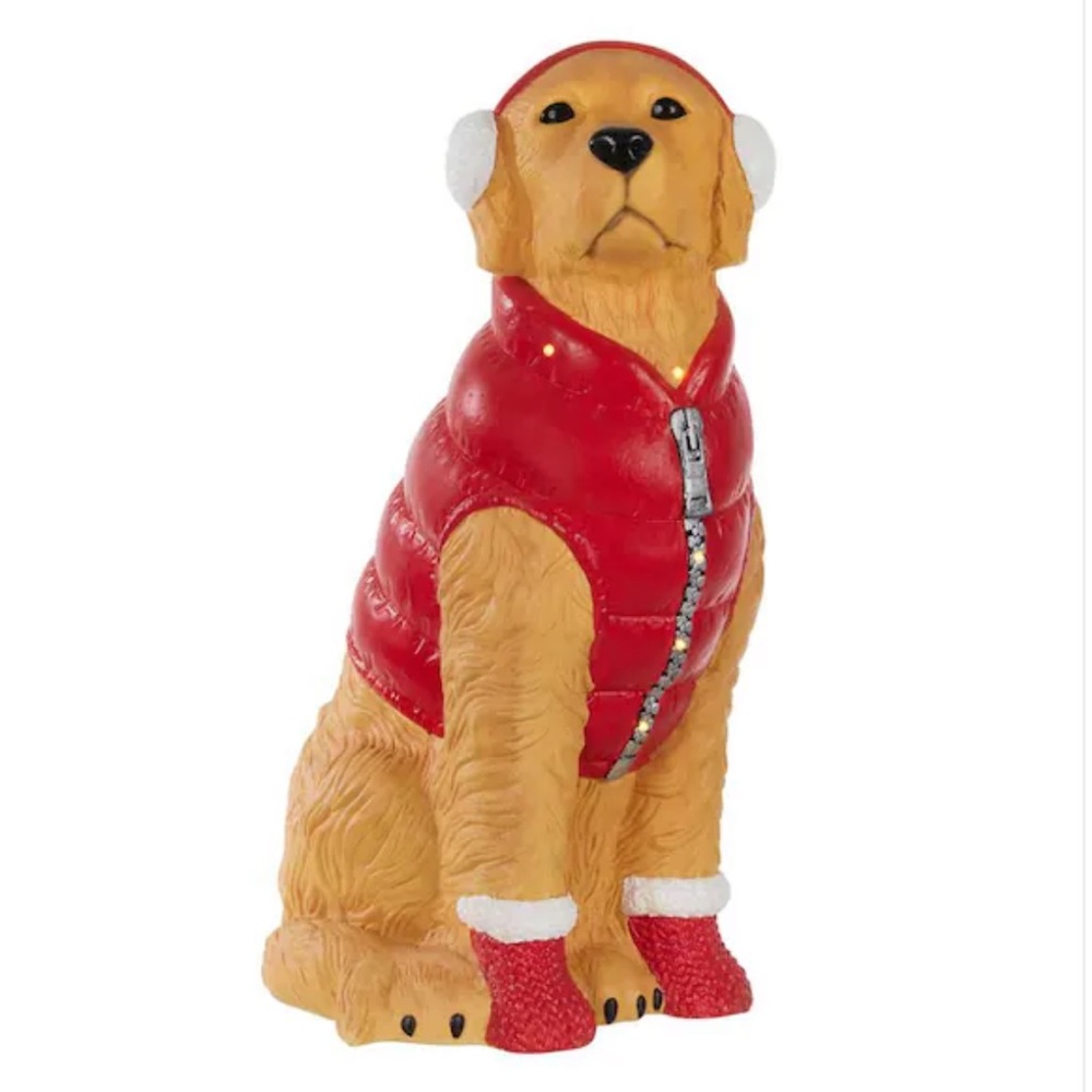 2.5 ft. Christmas Golden Retriever with LED Lights